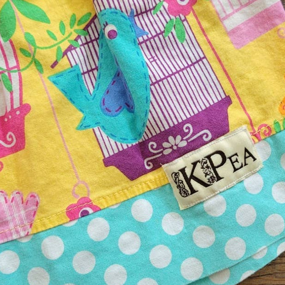 KPea Twirl Dress with Birds in Birdcage Print Little Girls Size 8 - Picture 2 of 4